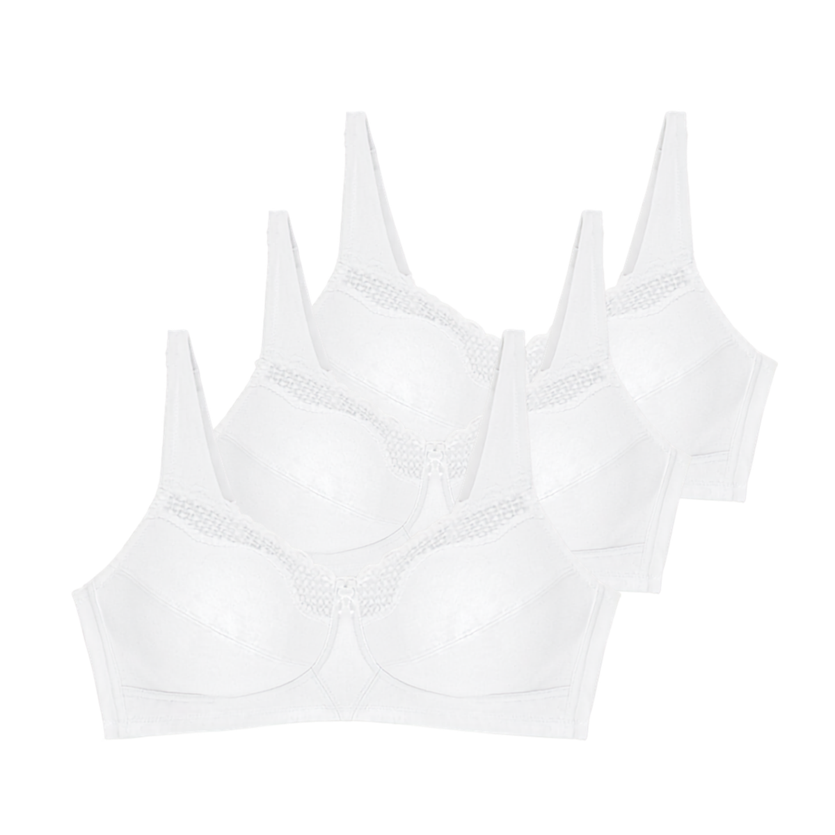 Lot de trois soutiens-gorge sans armatures Cotton confort blanc