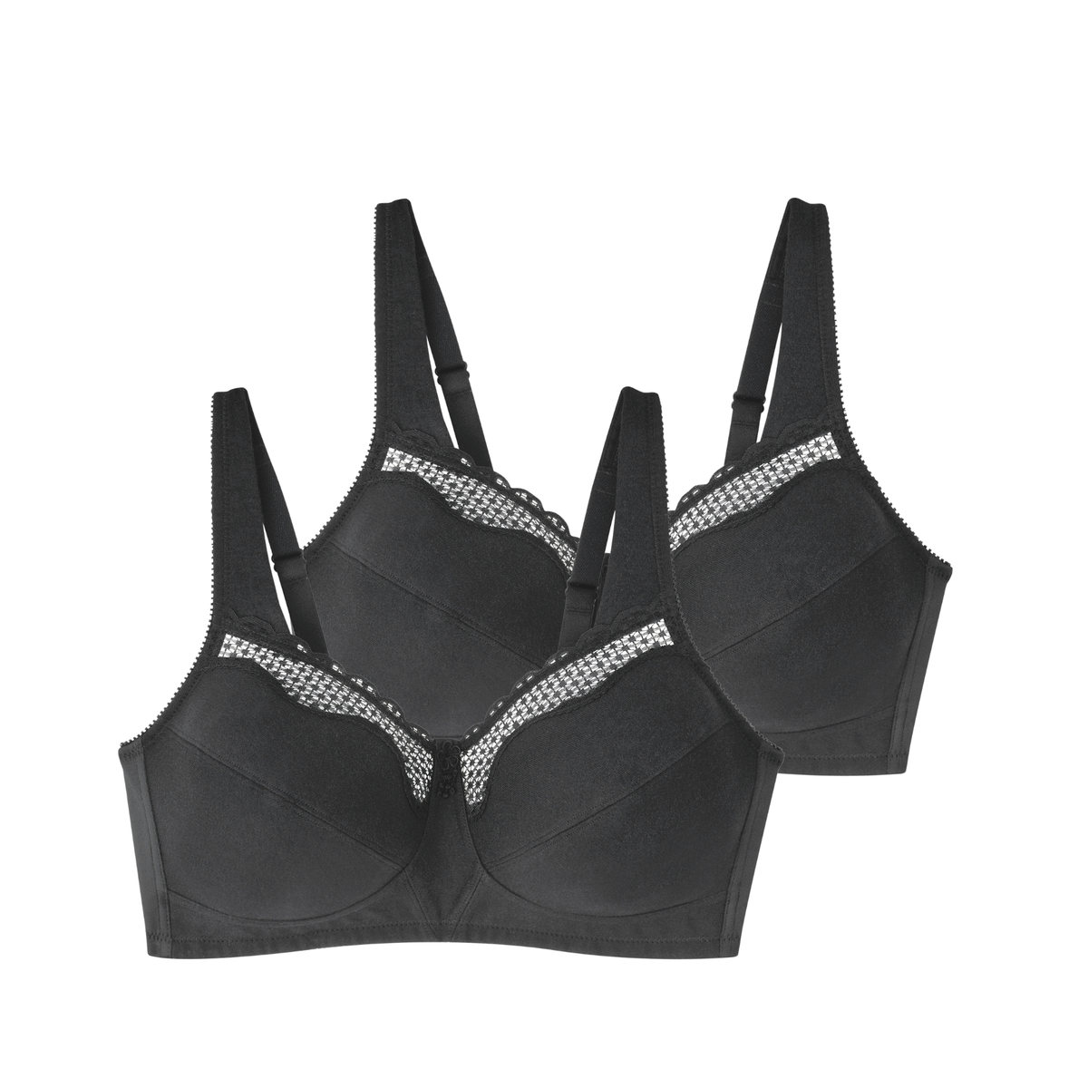 Lot de deux soutiens-gorge sans armatures Cotton confort noir