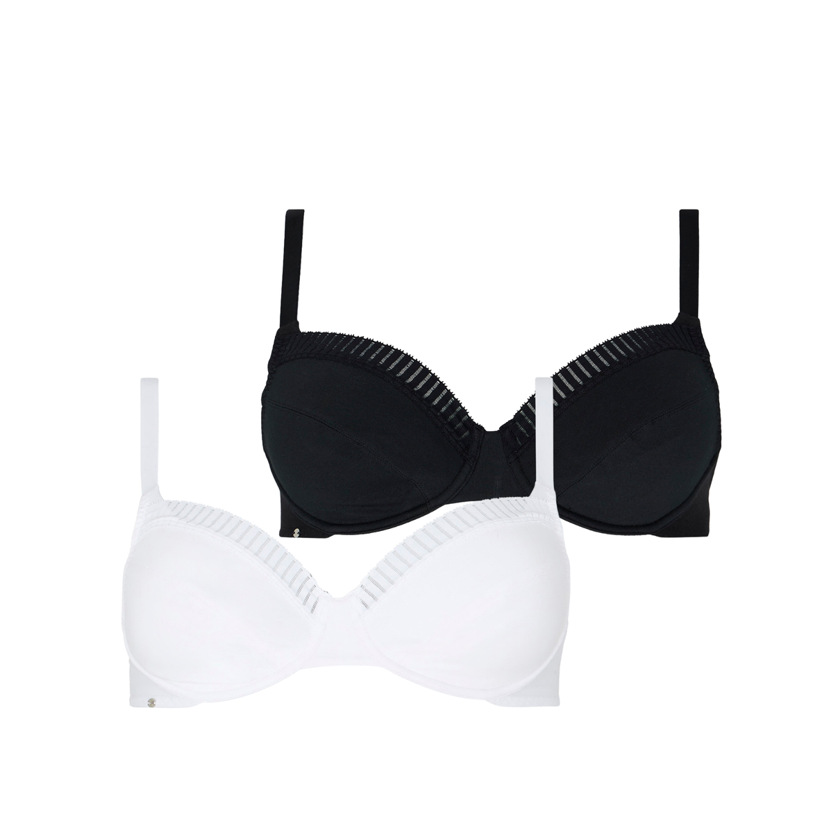 Lot de deux soutiens-gorge emboîtant blanc noir Just Ideal