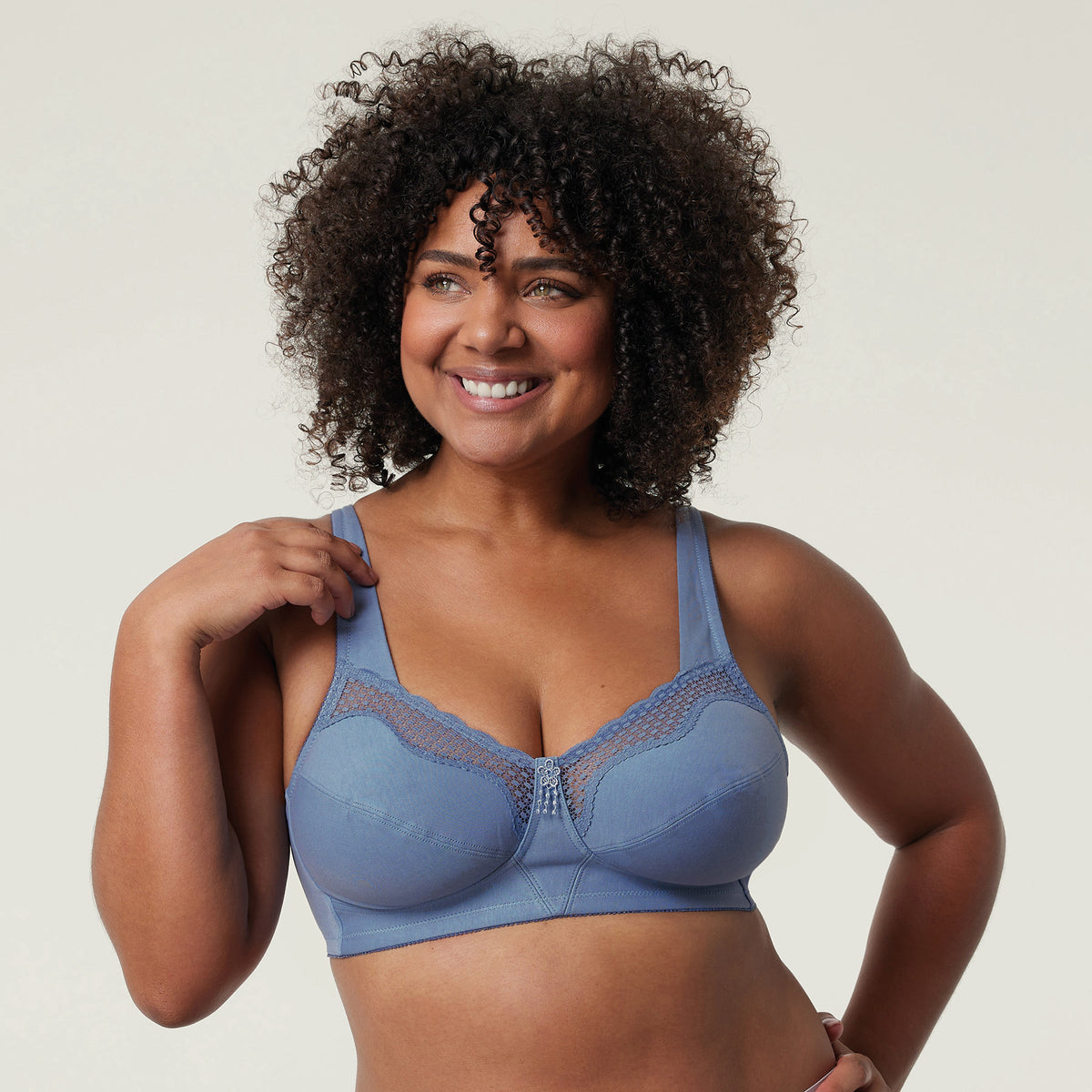Lot de deux soutiens-gorge sans armatures Cotton confort blanc et denim