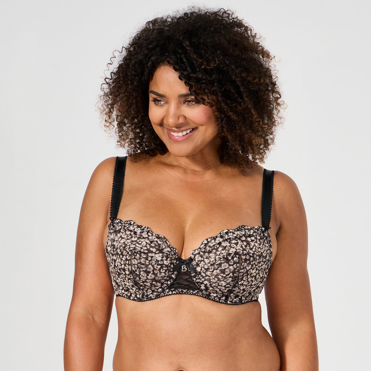 Soutien-gorge emboîtant noir imprimé fleurs Luccia swing