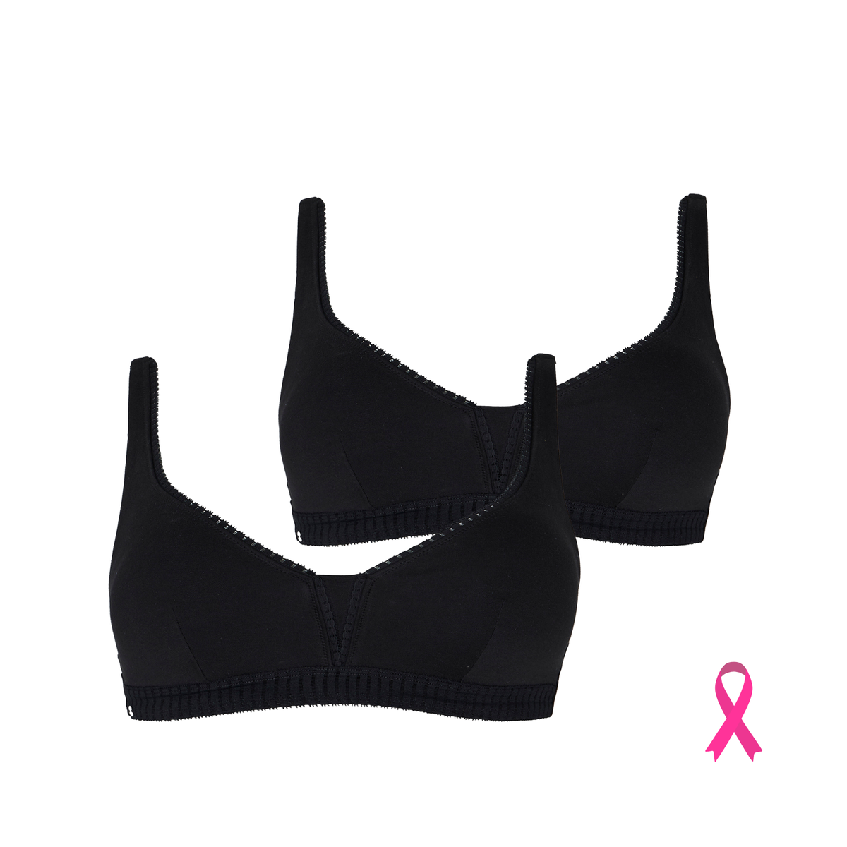 Lot de deux soutiens-gorge sans armatures coques amovibles noir Just ideal