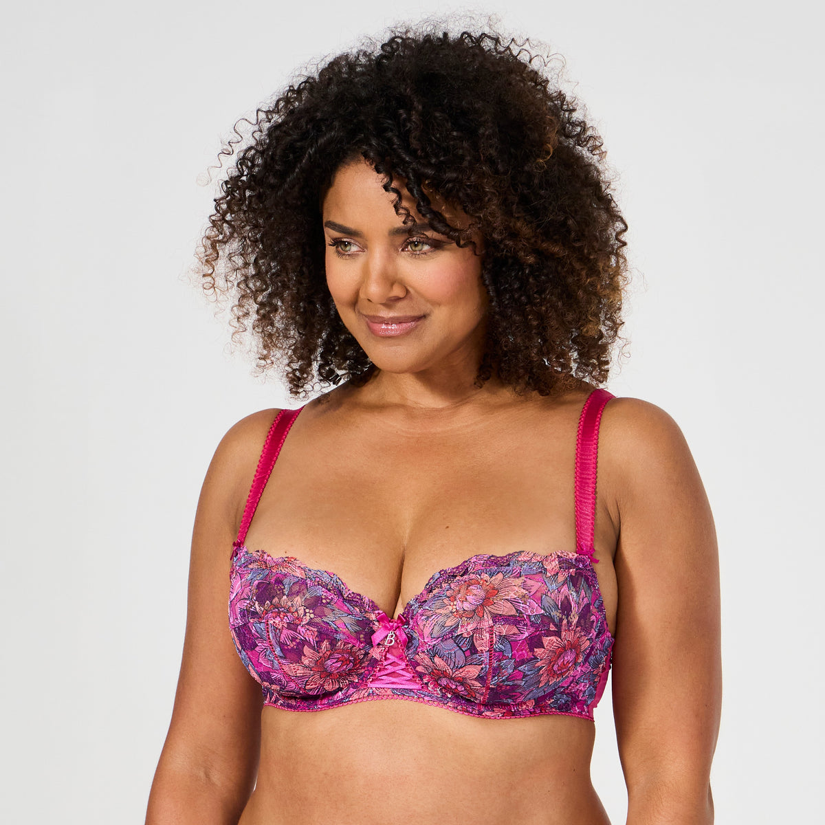 Soutien-gorge emboîtant fushia imprimé fleurs Luccia swing