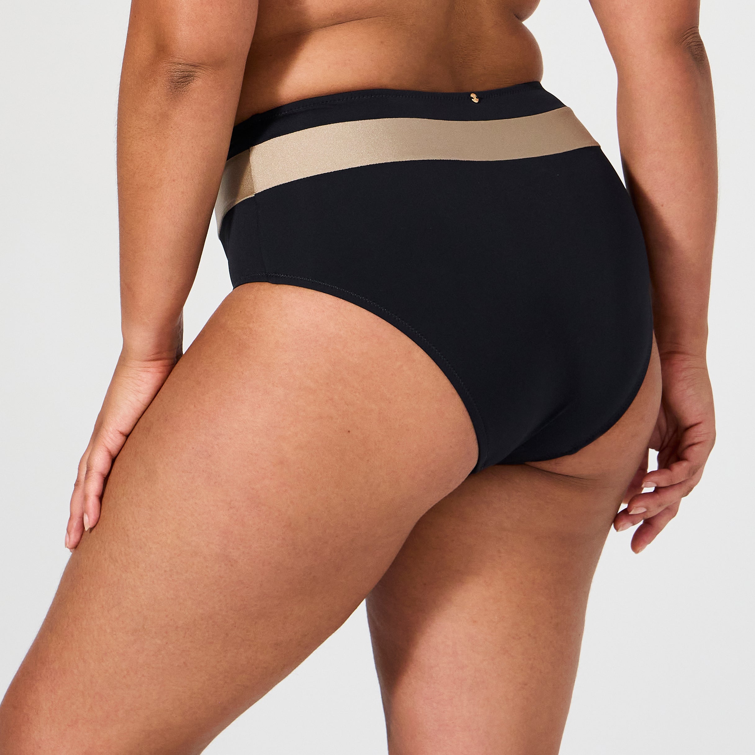 Culotte de bain taille haute Hollywood Noir/ Or