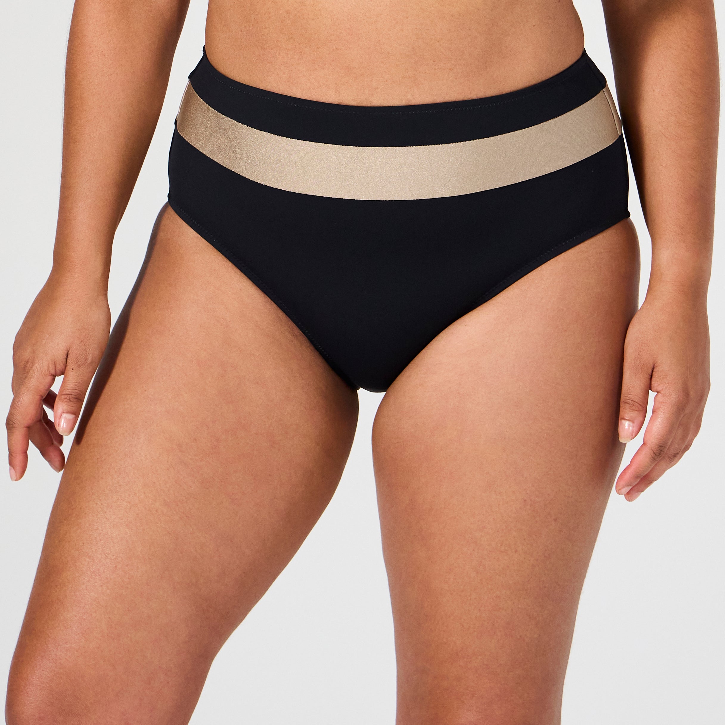 Culotte de bain taille haute Hollywood Noir/ Or