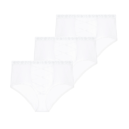 Lot de trois culottes ventre plat blanc Just Micro
