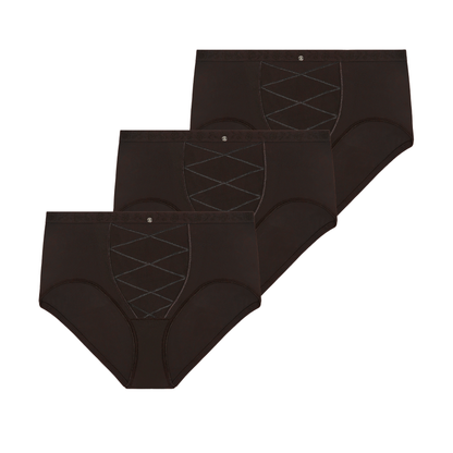 Lot de trois culottes ventre plat noir Just Micro