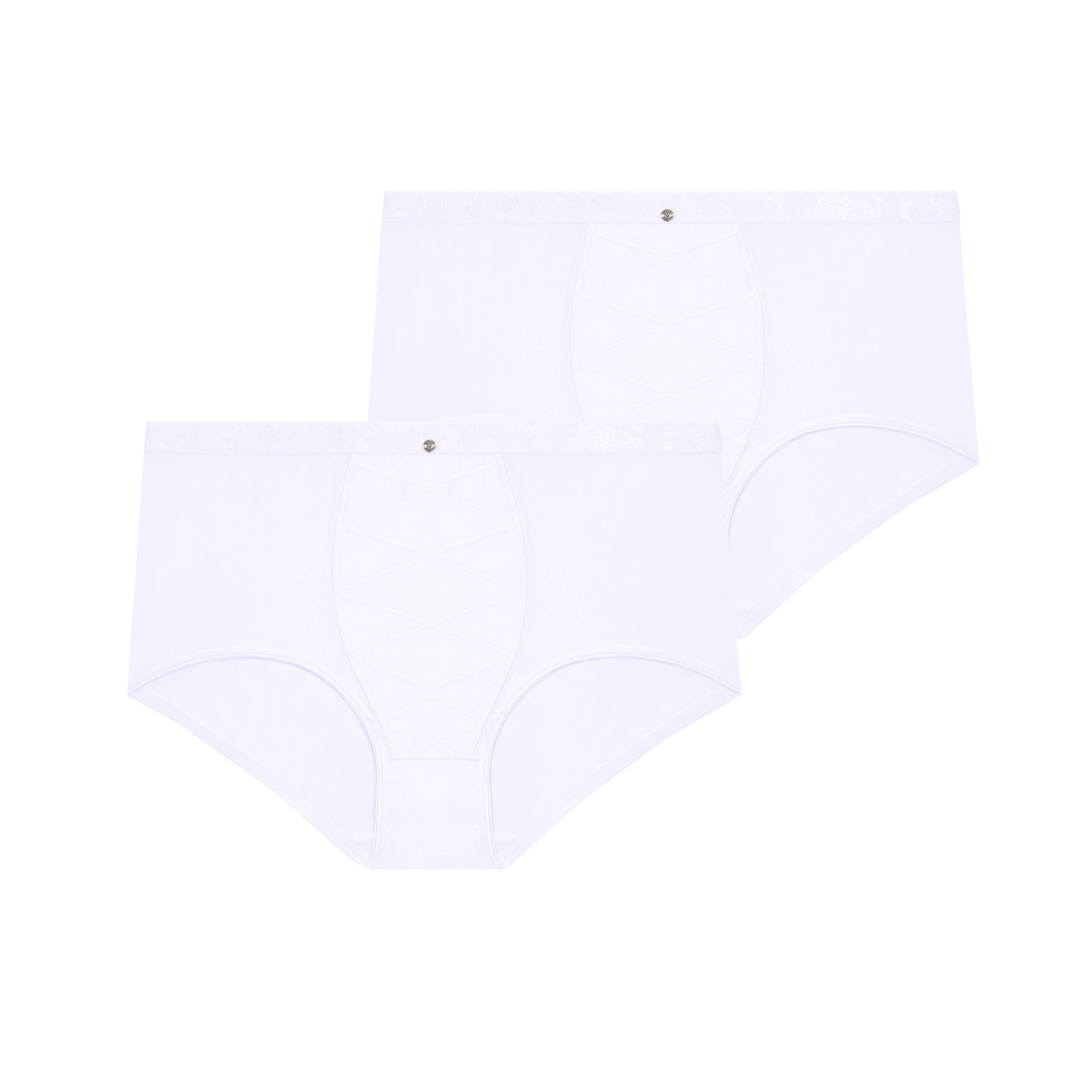 Lot de deux culottes taille haute ventre plat blanc Just Micro