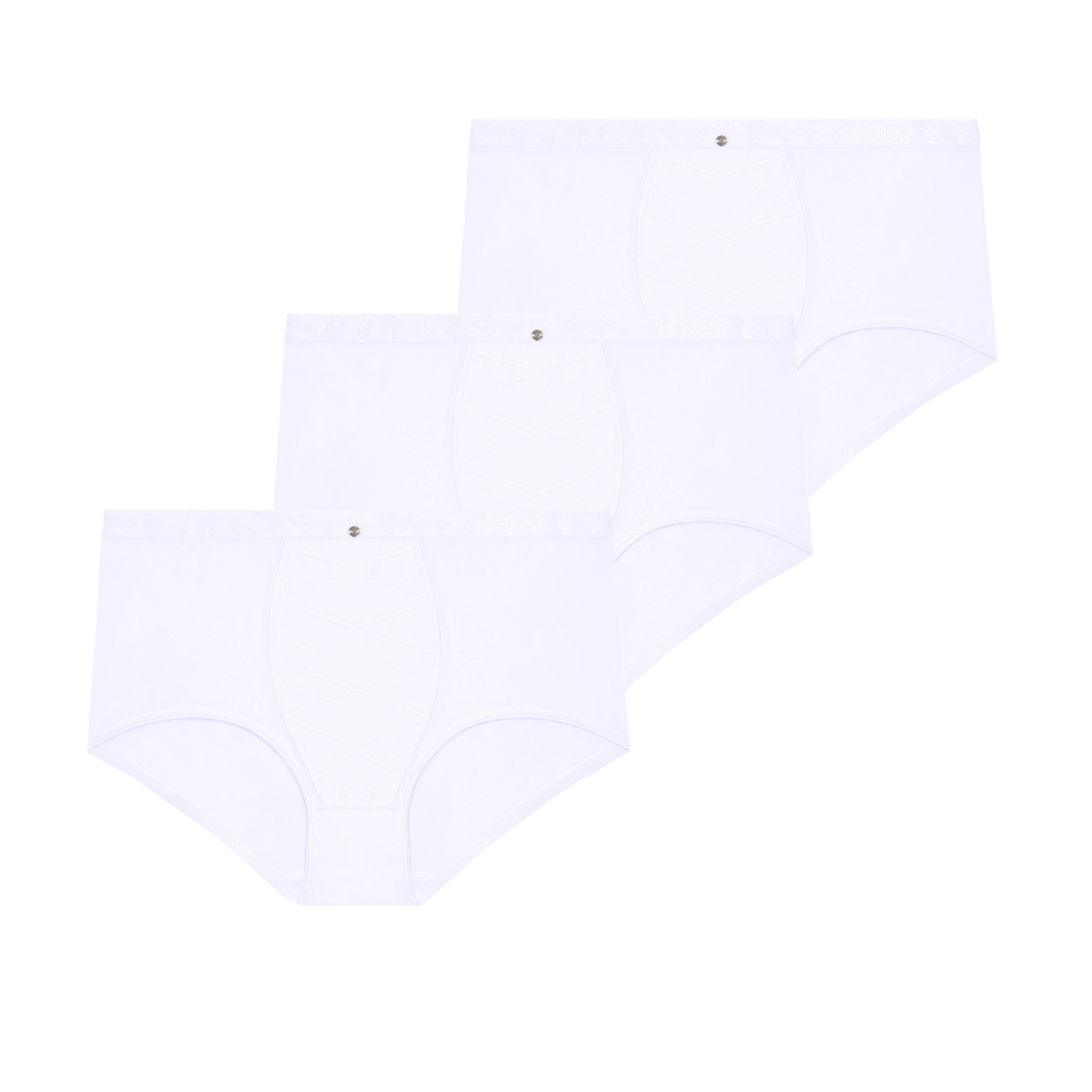 Lot de trois culottes taille haute ventre plat blanc Just Micro