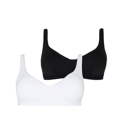 Lot de deux soutiens-gorge sans armatures coques amovibles blanc et noir Just Ideal