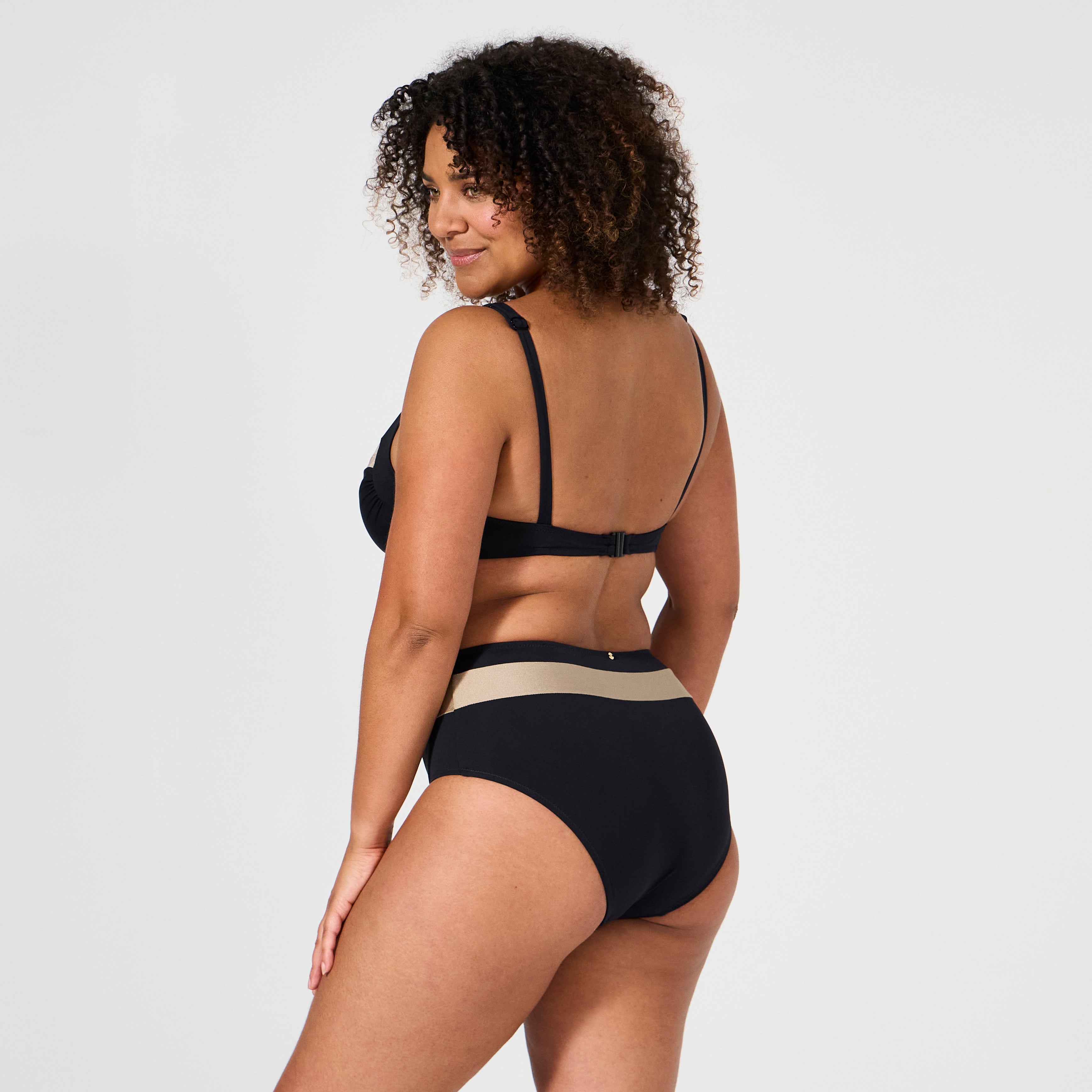 Culotte de bain taille haute Hollywood Noir/ Or