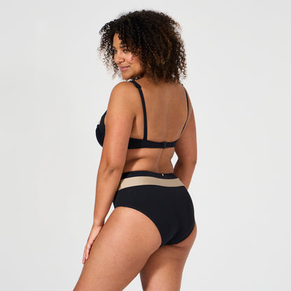 Culotte de bain taille haute Hollywood Noir/ Or