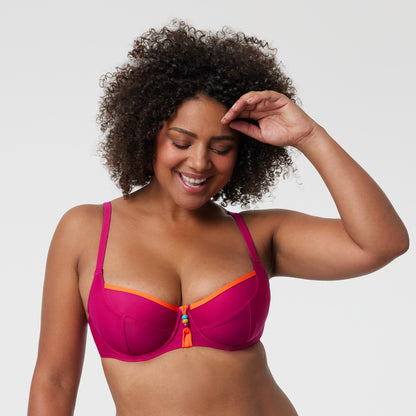 Haut de maillot de bain plongeant à armatures Copacabana Fuchsia
