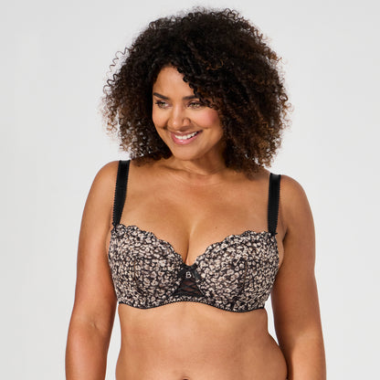 Soutien-gorge emboîtant noir imprimé fleurs Luccia swing