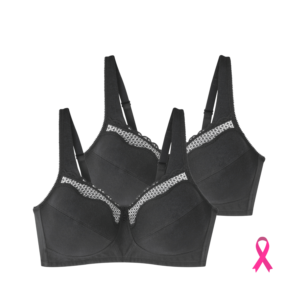 Lot de deux soutiens-gorge sans armatures Cotton confort noir