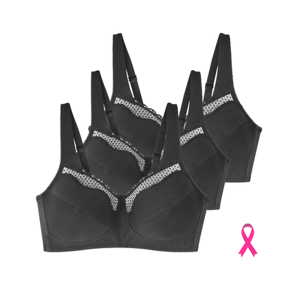 Lot de trois soutiens-gorge sans armatures Cotton confort noir