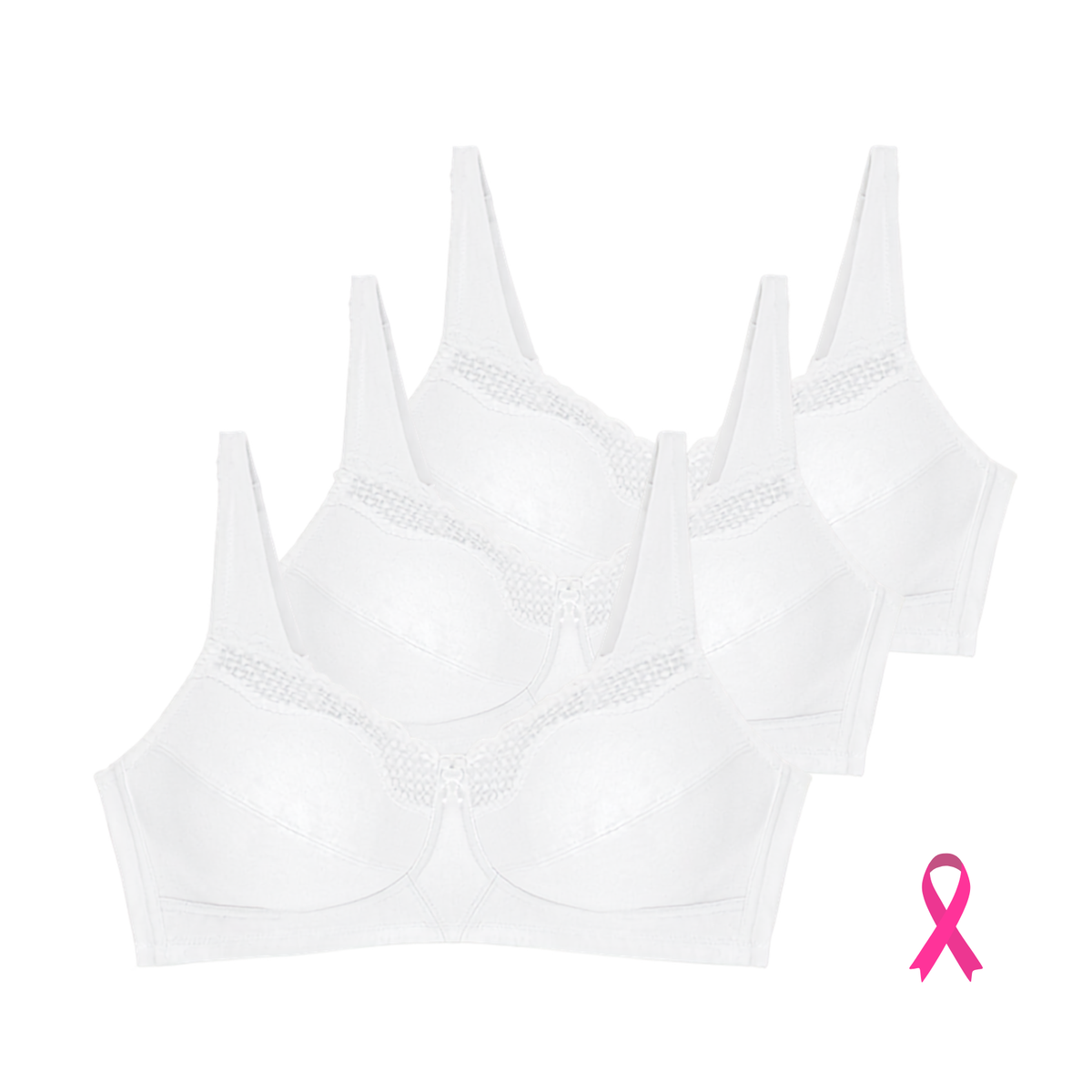 Lot de trois soutiens-gorge sans armatures Cotton confort blanc