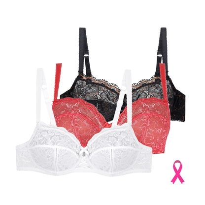 Lot de trois soutiens-gorge emboîtants blanc grenadine noir Luccia