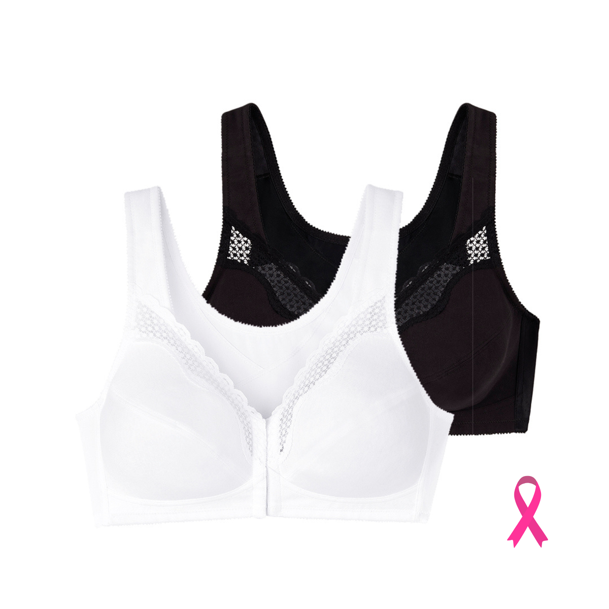Lot de deux soutiens-gorge sans armatures emboîtants blanc et noir Posture control