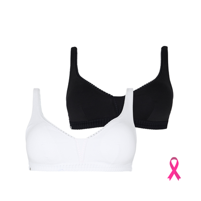 Lot de deux soutiens-gorge sans armatures coques amovibles blanc et noir Just ideal