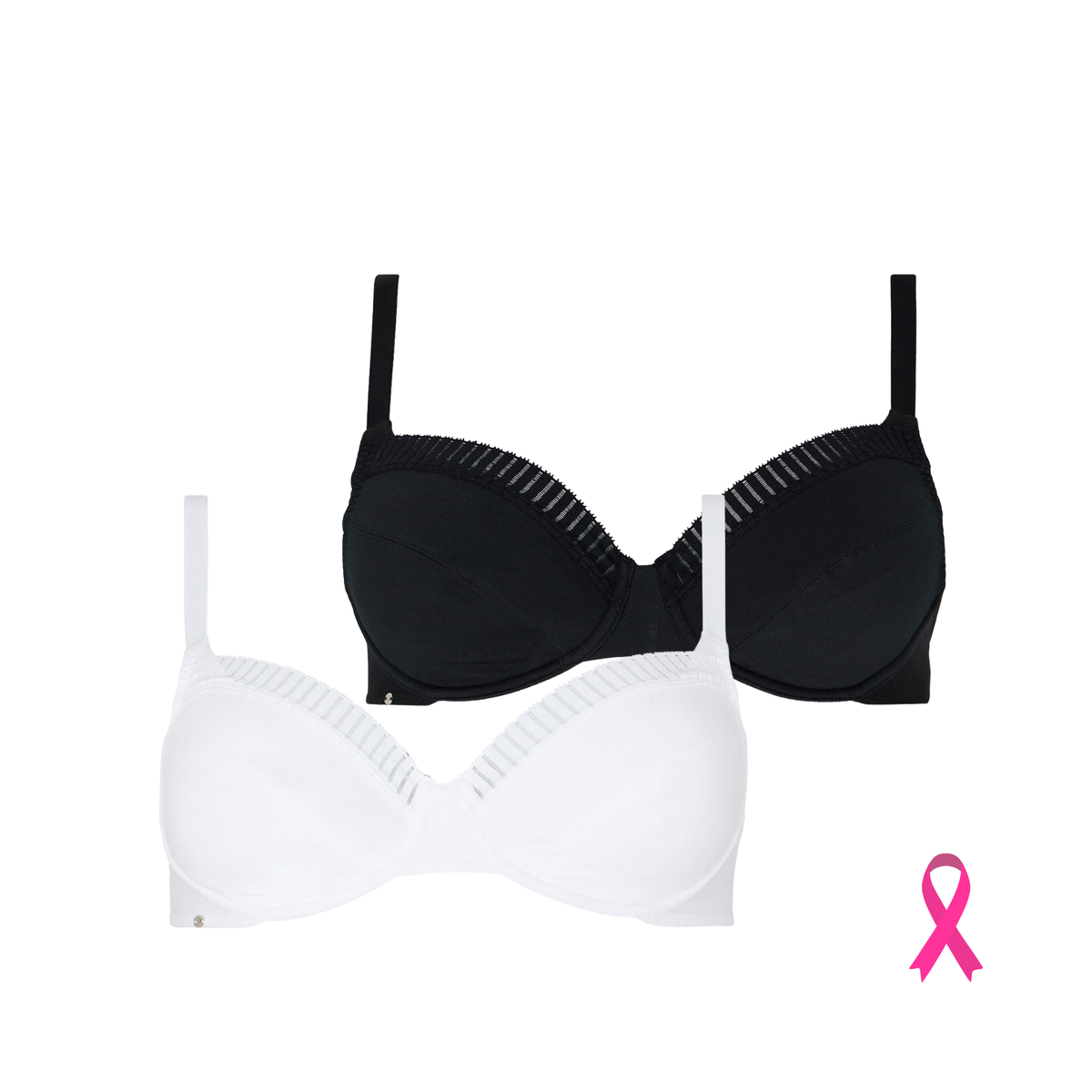 Lot de deux soutiens-gorge emboîtants blanc noir Just ideal