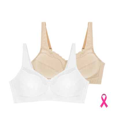 Lot de deux soutiens-gorge sans armatures Cotton confort blanc et nude