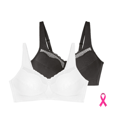 Lot de deux soutiens-gorge sans armatures Cotton confort blanc et noir