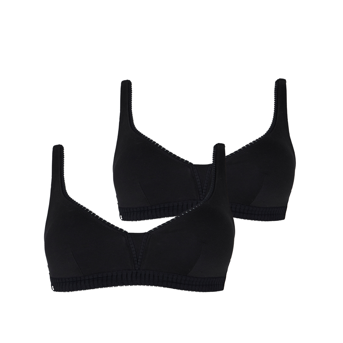 Lot de deux soutiens-gorge sans armatures coques amovibles noir Just Ideal