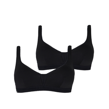 Lot de deux soutiens-gorge sans armatures coques amovibles noir Just Ideal