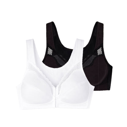 Lot de deux soutiens-gorge sans armatures emboîtant blanc et noir Posture control