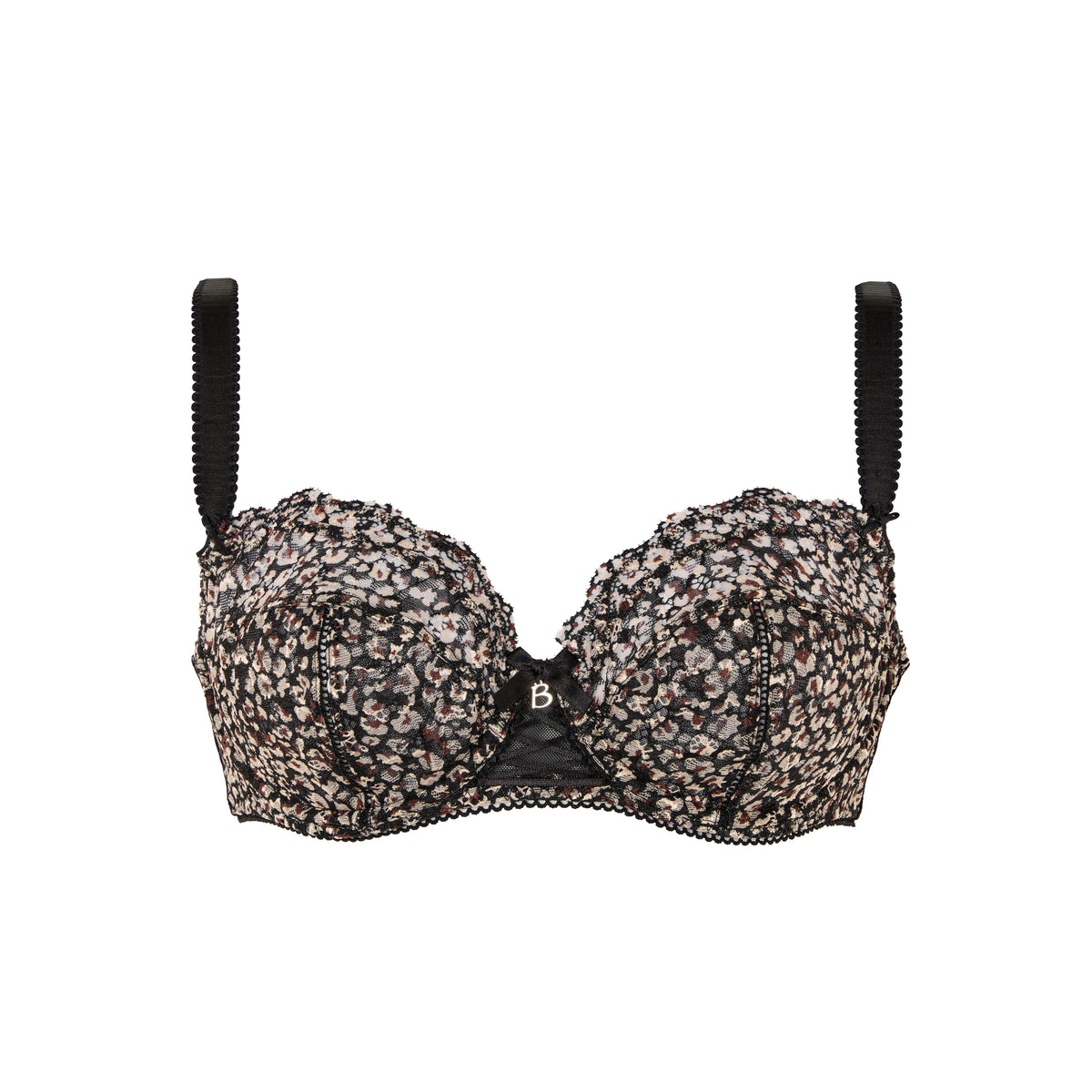 Soutien-gorge emboîtant noir imprimé fleurs Luccia swing