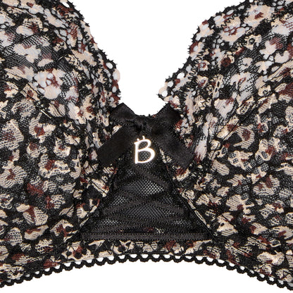 Soutien-gorge emboîtant noir imprimé fleurs Luccia swing