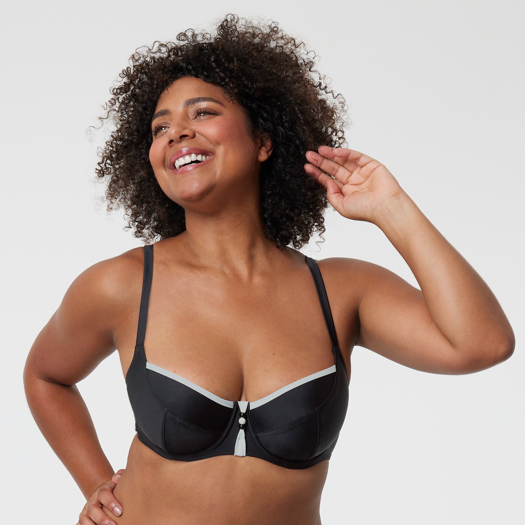 Haut de maillot de bain plongeant à armatures Copacabana Noir