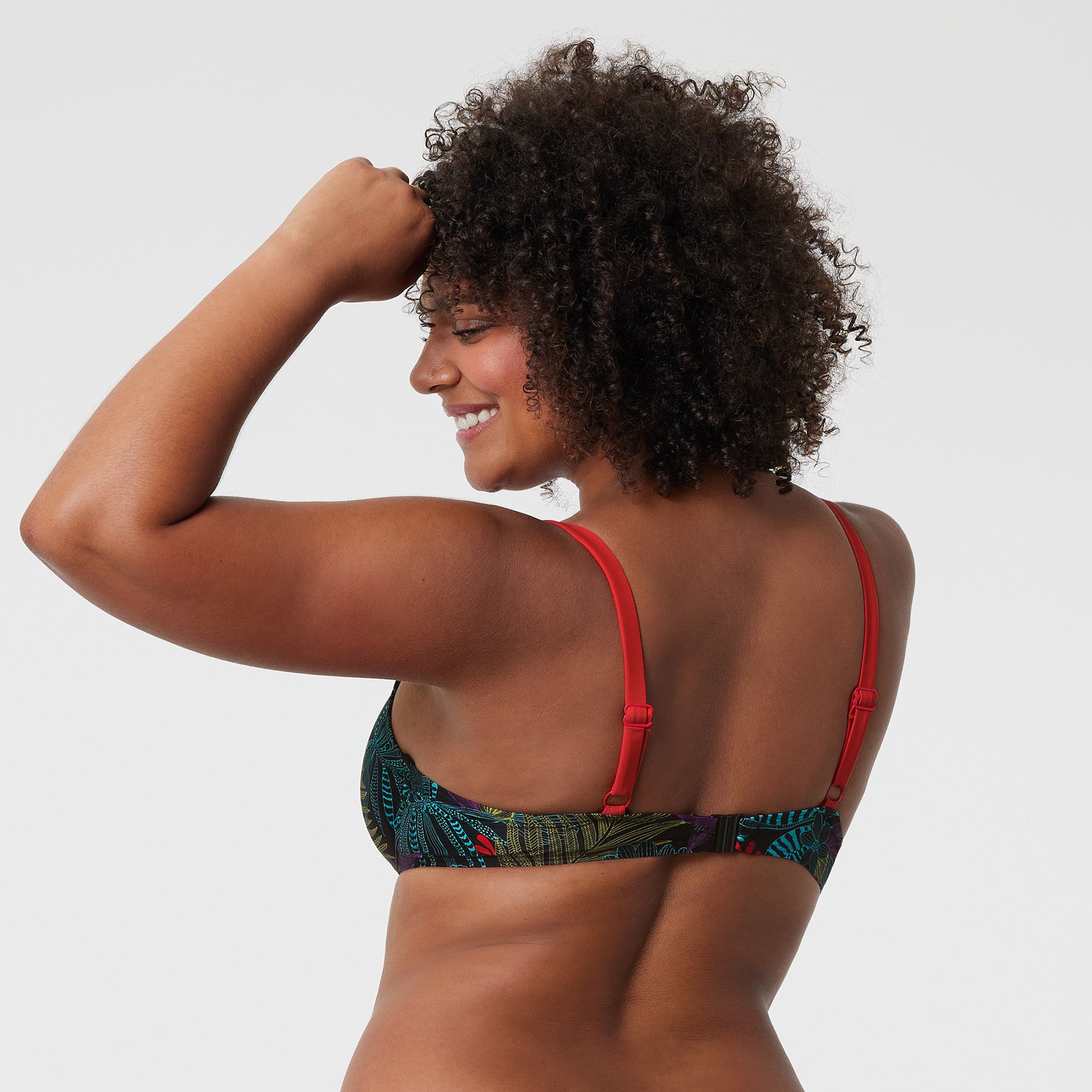 Haut de maillot de bain plongeant à armatures Zapallar Imprimé végetal