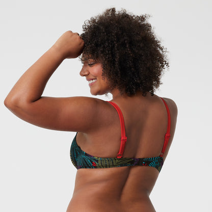 Haut de maillot de bain plongeant à armatures Zapallar Imprimé végetal