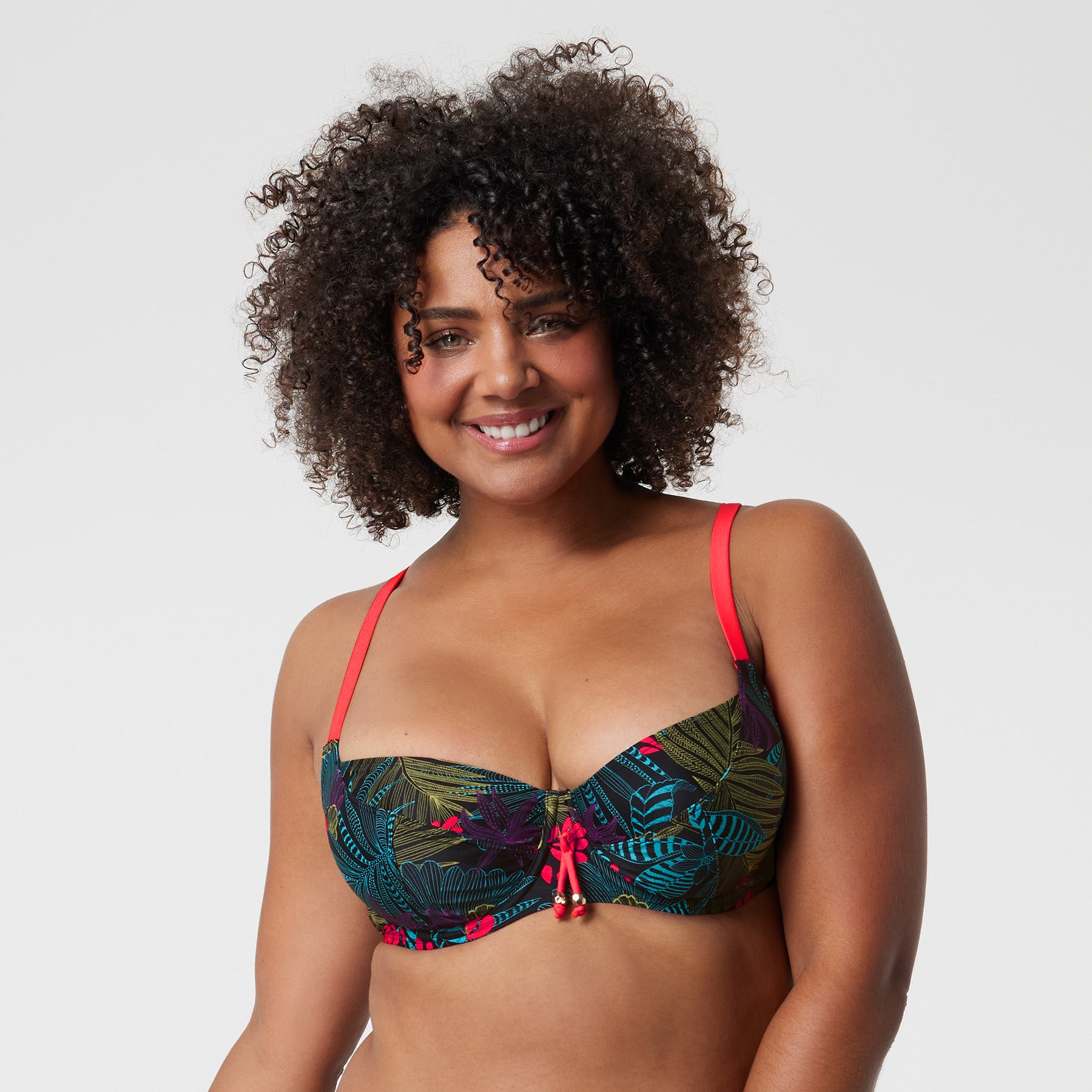 Haut de maillot de bain plongeant à armatures Zapallar Imprimé végetal