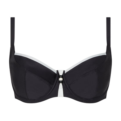 Haut de maillot de bain plongeant à armatures Copacabana Noir