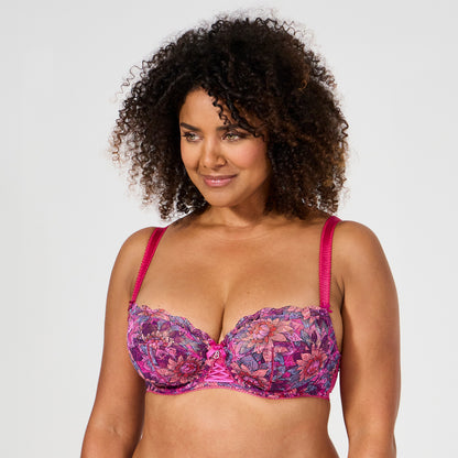 Soutien-gorge emboîtant fushia imprimé fleurs Luccia swing