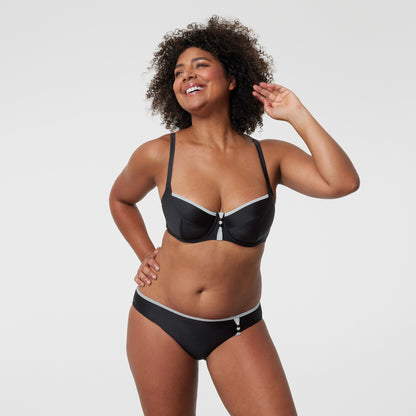Haut de maillot de bain plongeant à armatures Copacabana Noir