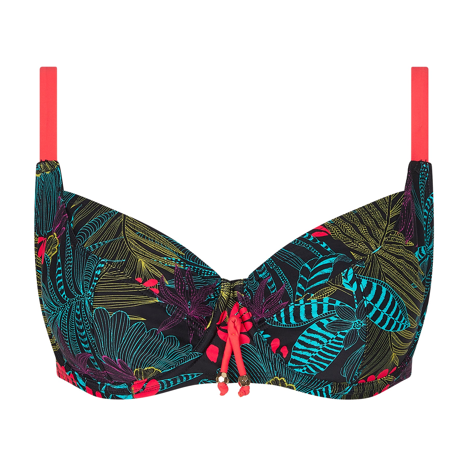 Haut de maillot de bain plongeant à armatures Zapallar Imprimé végetal