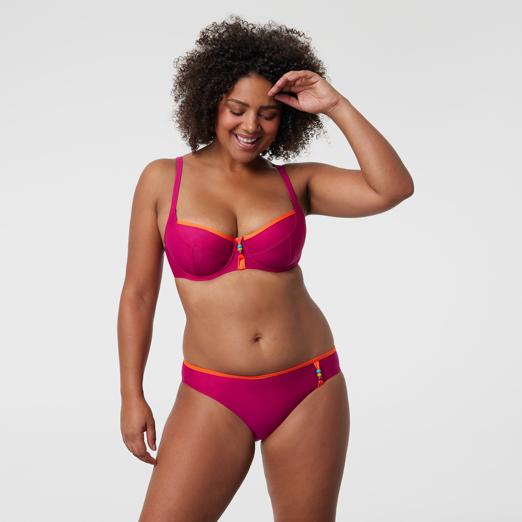 Haut de maillot de bain plongeant à armatures Copacabana Fuchsia