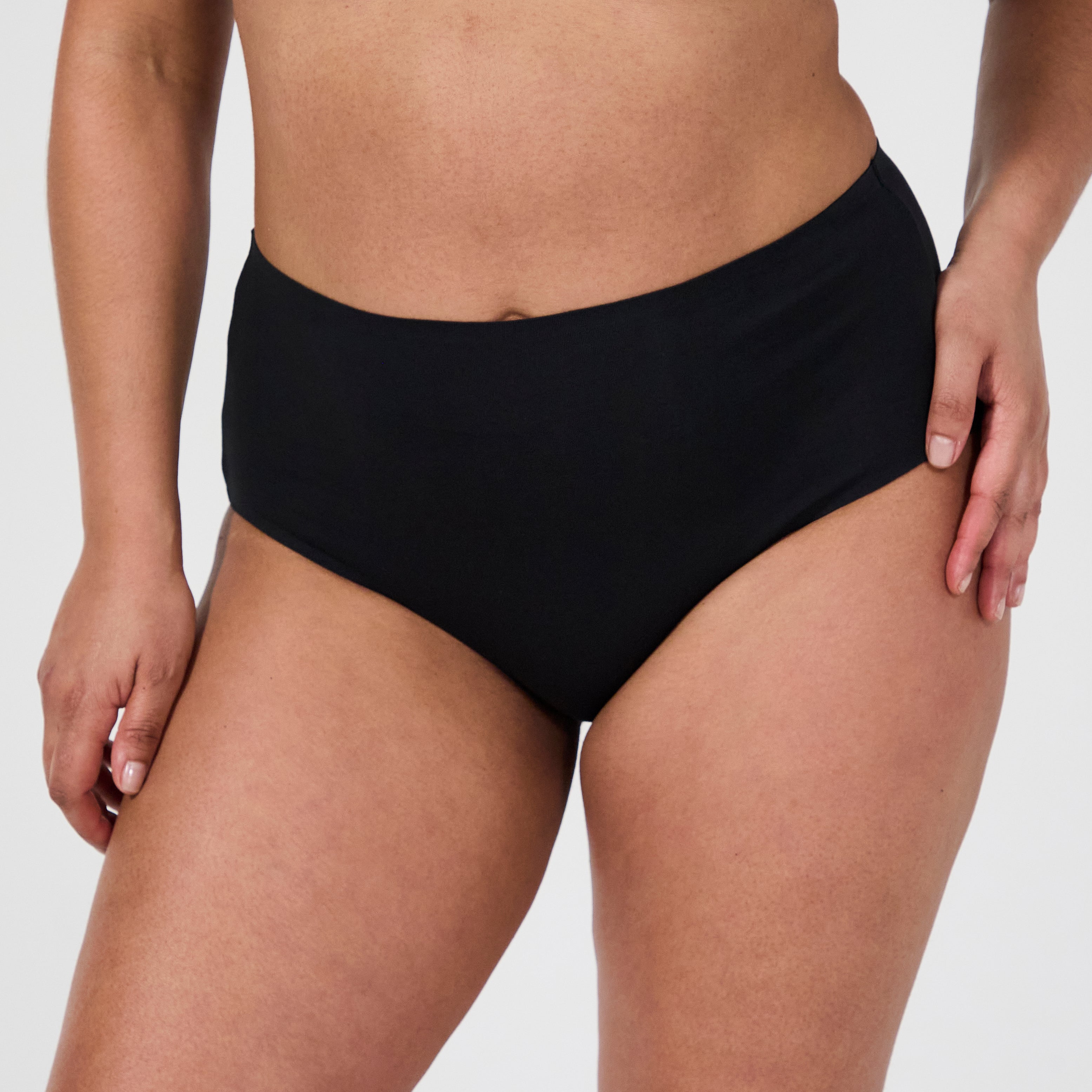 Just One Cotton Black One Size High Waisted Panties