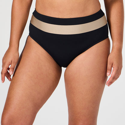 Culotte de bain taille haute Hollywood Noir/ Or