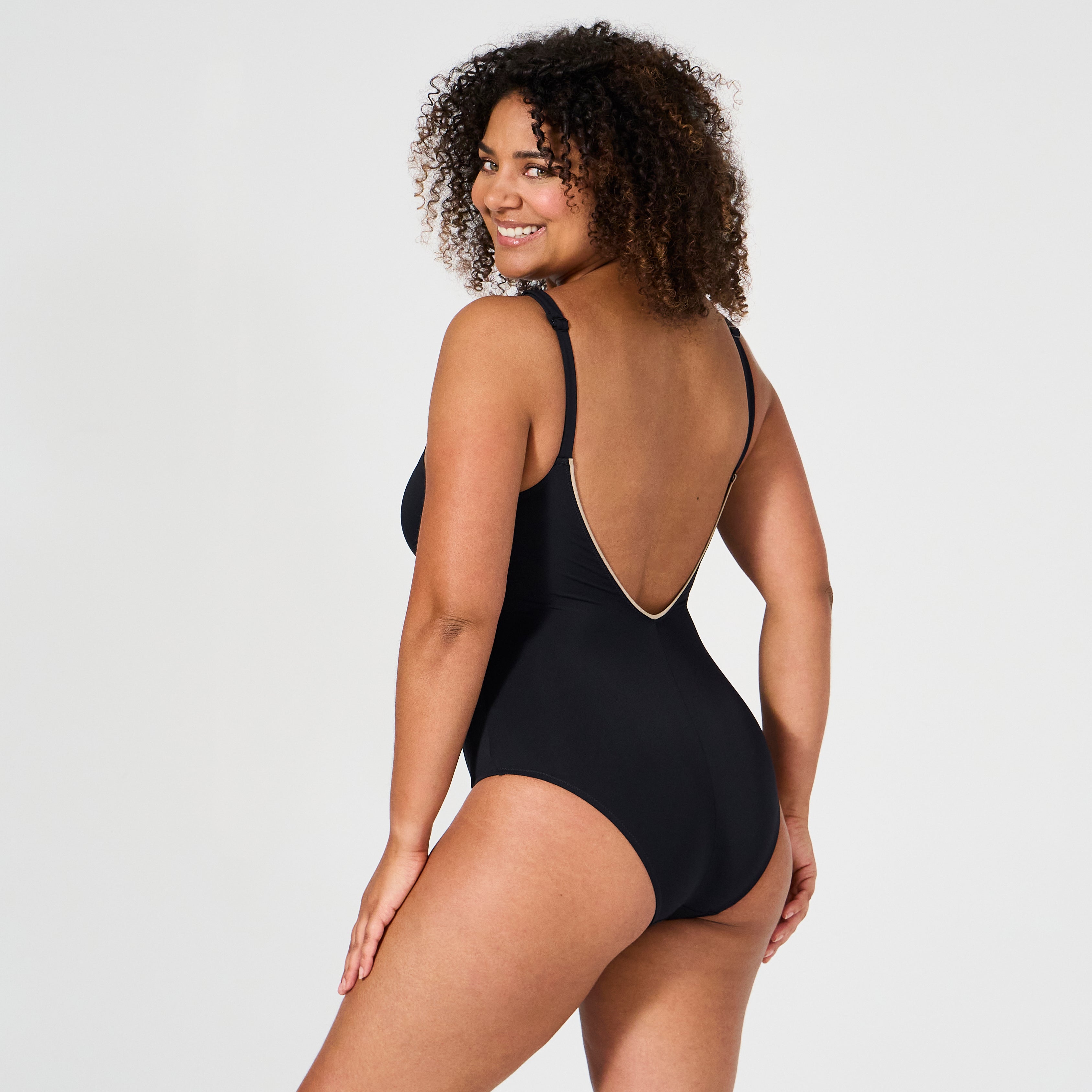 Maillot de bain 1 pièce sans armatures Hollywood Noir/ Or