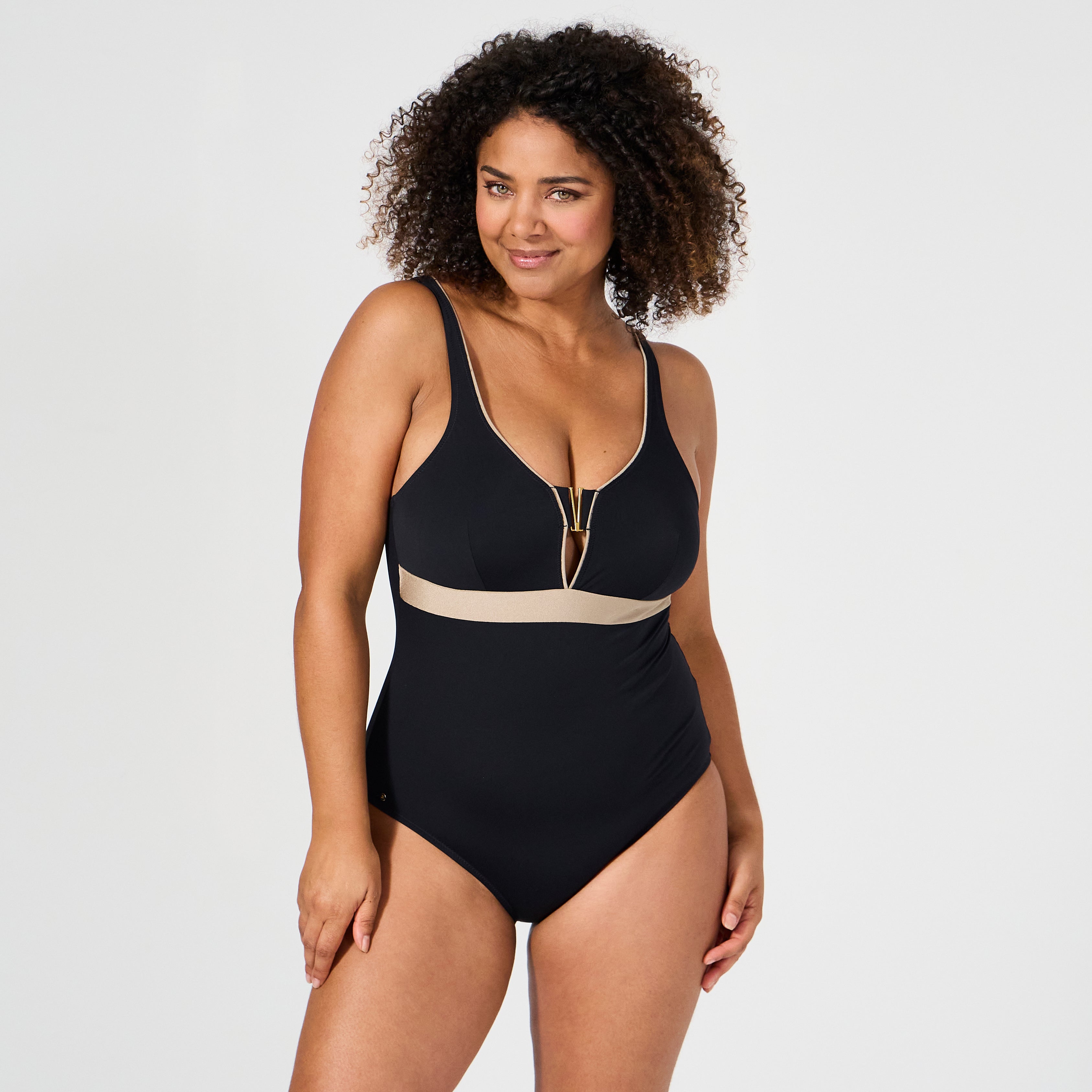 Maillot de bain 1 pièce sans armatures Hollywood Noir/ Or