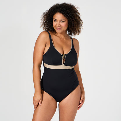 Maillot de bain 1 pièce sans armatures Hollywood Noir/ Or