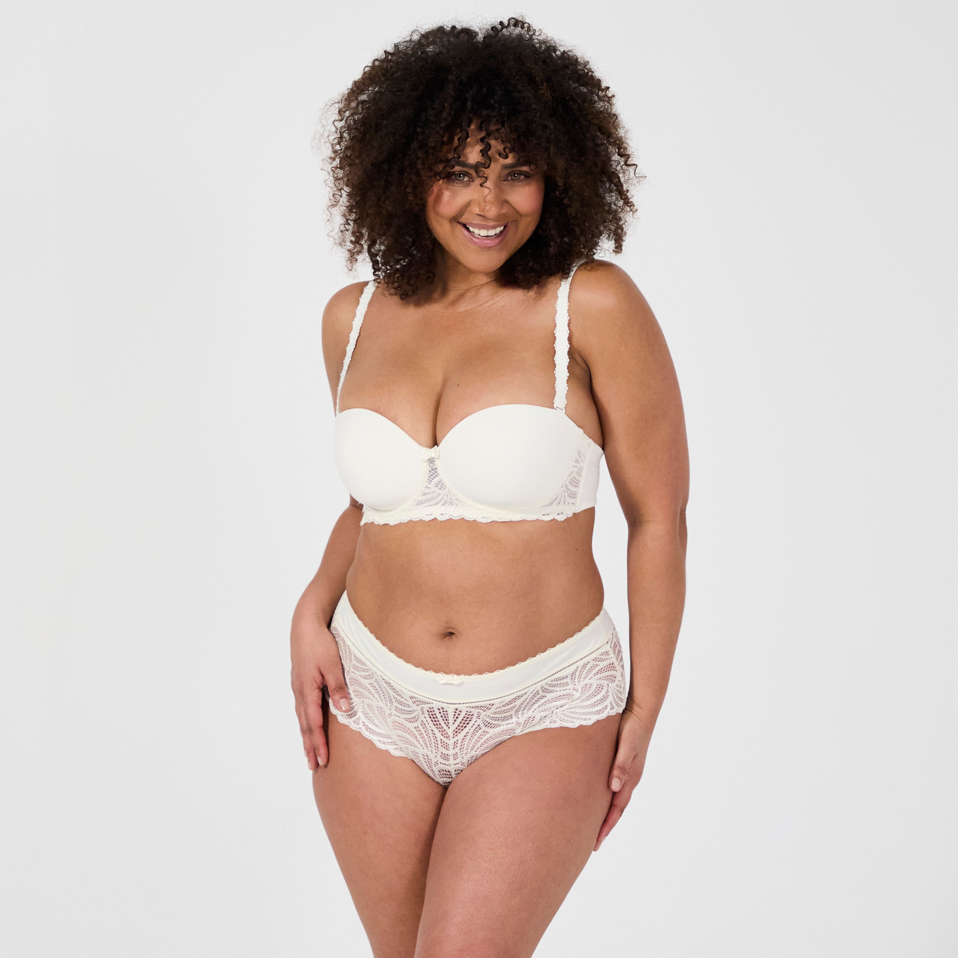 silhouette soutien gorge armatures bandeau shorty pampelune ivoire face