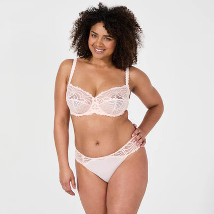Lot de trois : 1 soutien-gorge + 1 slip  + 1 Shorty rose poudré Pampelune