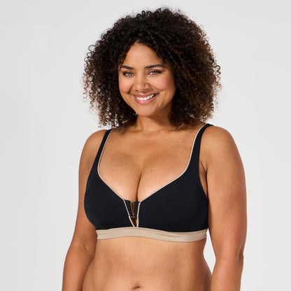 Haut de maillot de bain sans armatures Hollywood Noir/ Or