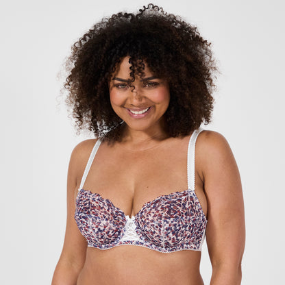 Luccia swing printed white underwired bra